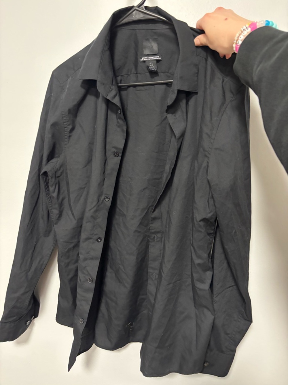 H&M Black Long-Sleeve Button-Up Dress Shirt